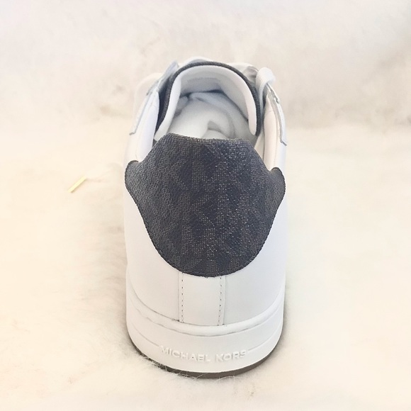 MICHAEL KORS BLENDED FABRICS BI-COLOR MK LOGO, OPTIC WHITE LEATHER SNEAKERS - Picture 4 of 4